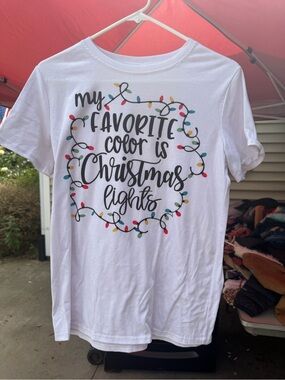 White Holiday Tee - My Favorite Color is Christmas Lights